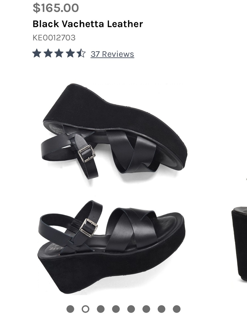Kork-Ease Black Vachetta Leather Platform Wedge Sandals